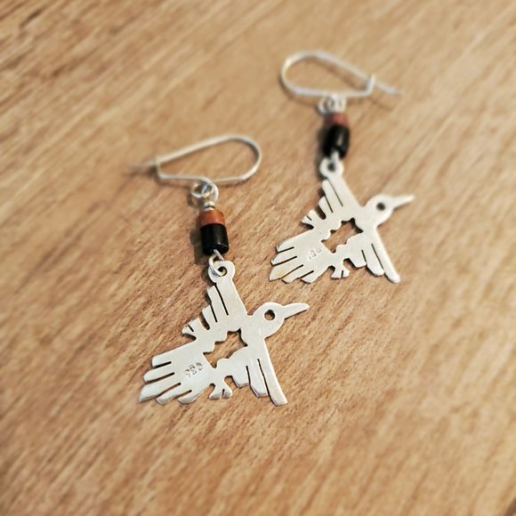 Certified sterling silver southwest thunderbird dangles - Picture 2 of 2